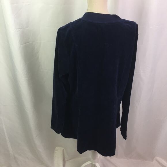 Denim & Co Velour Fit & Flare Jacket Navy XS - Picture 8 of 14